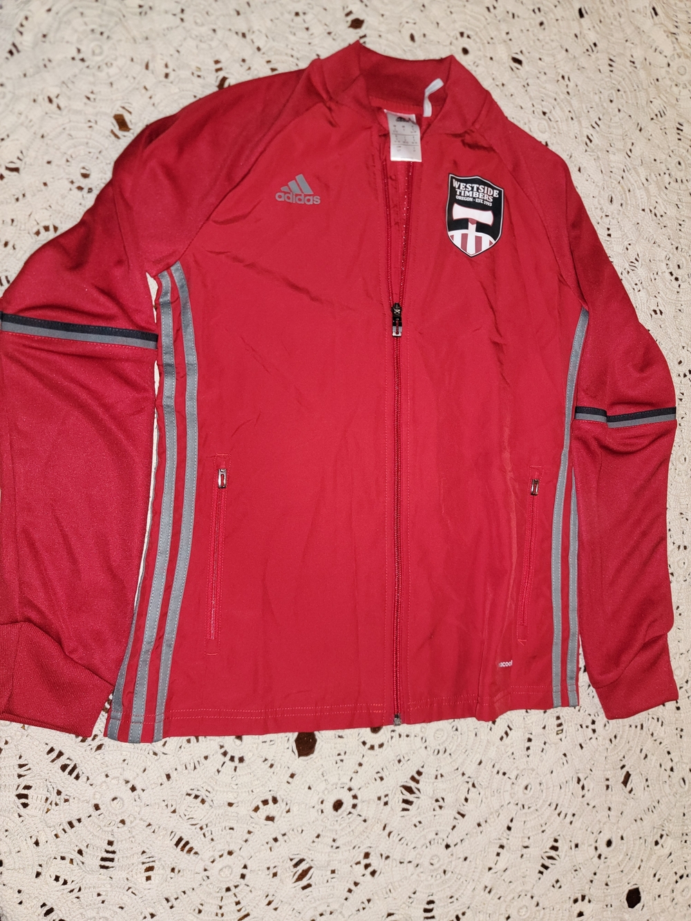 adidas Women's Red Zip Hoodie Jacket